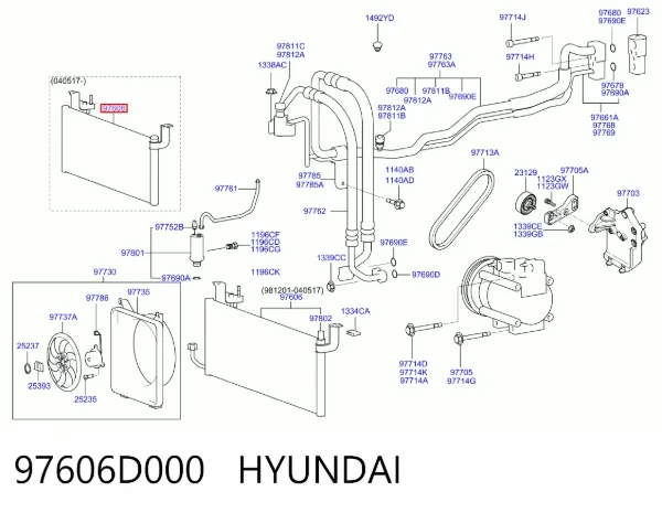 Condensador aire acondicionado 97606D000 Hyundai/Kia