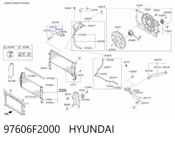 Condensador aire acondicionado 97606F2000 Hyundai/Kia