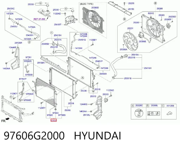 Condensador aire acondicionado 97606G2000 Hyundai/Kia