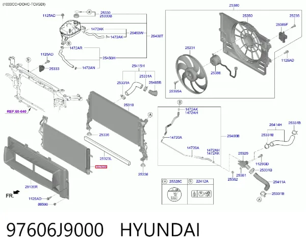Condensador aire acondicionado 97606J9000 Hyundai/Kia