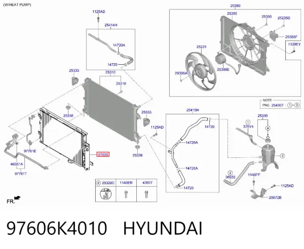 Condensador aire acondicionado 97606K4010 Hyundai/Kia