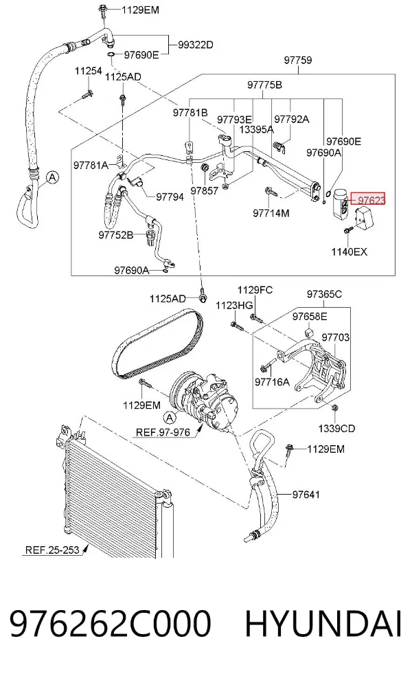 Válvula TRV del aire acondicionado 976262C000 Hyundai/Kia