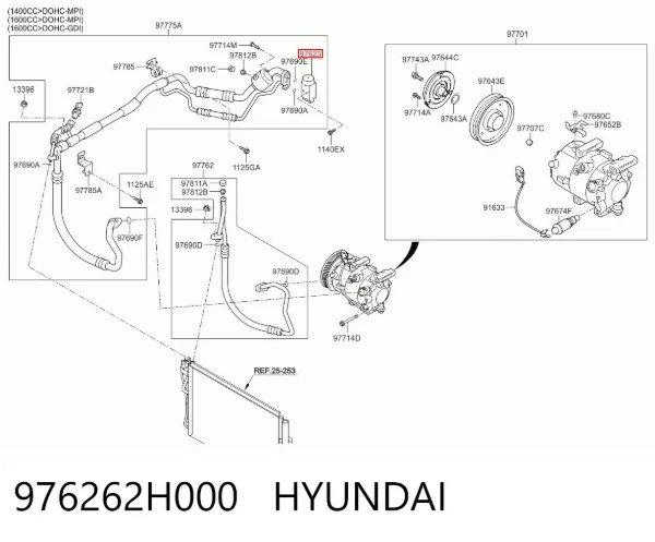 Válvula TRV del aire acondicionado 976262H000 Hyundai/Kia