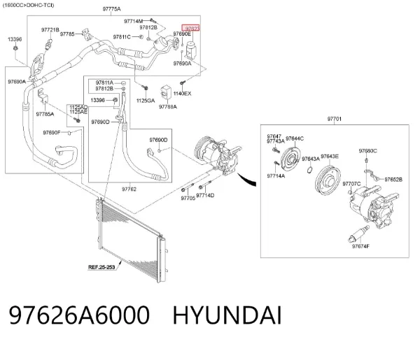 Válvula TRV del aire acondicionado 97626A6000 Hyundai/Kia