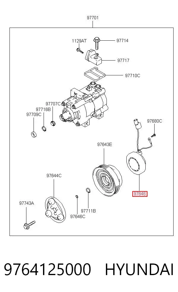 Acoplamiento magnético, compresor del aire acondicionado  9764125000 Hyundai/Kia