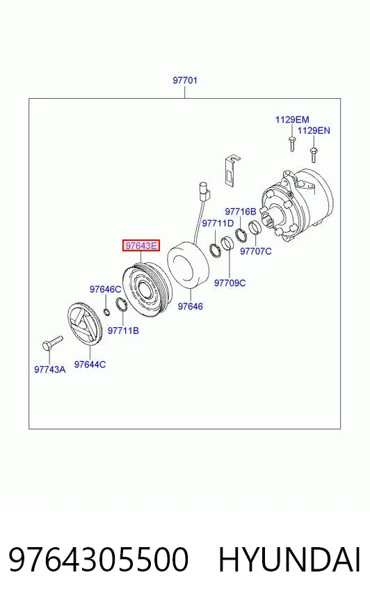Polea del compresor de aire acondicionado 9764305500 Hyundai/Kia