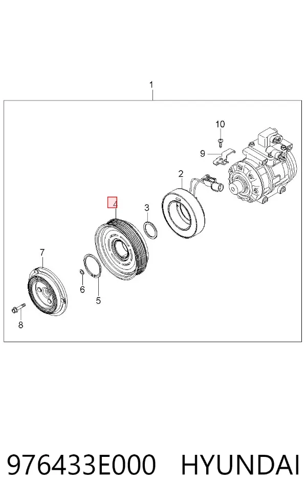 Polea del compresor de aire acondicionado 976433E000 Hyundai/Kia