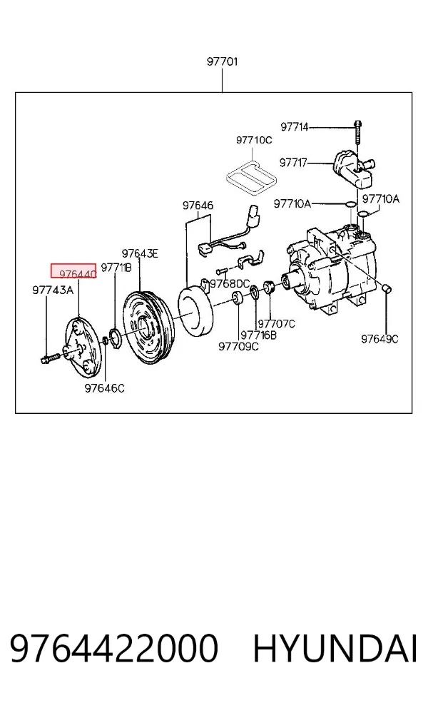 Acoplamiento magnético, compresor del aire acondicionado  Hyundai Sonata III
