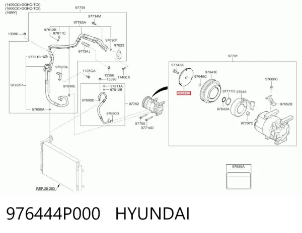 Acoplamiento magnético, compresor del aire acondicionado  Hyundai Elantra V