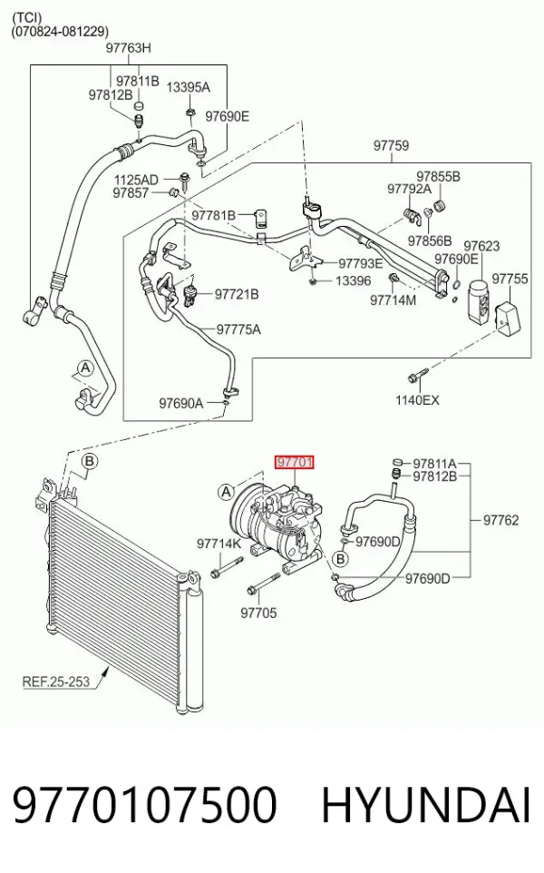 Compresor de aire acondicionado 9770107500 Hyundai/Kia