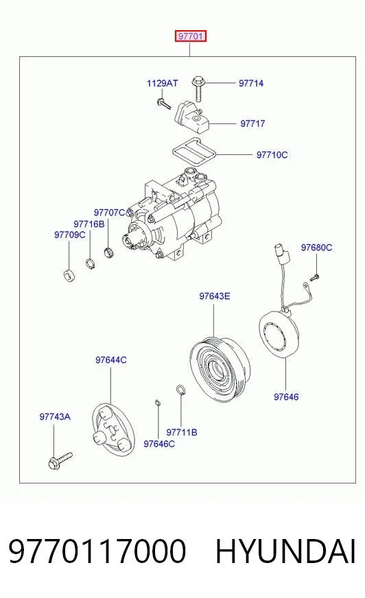 Compresor de aire acondicionado 9770117000 Hyundai/Kia