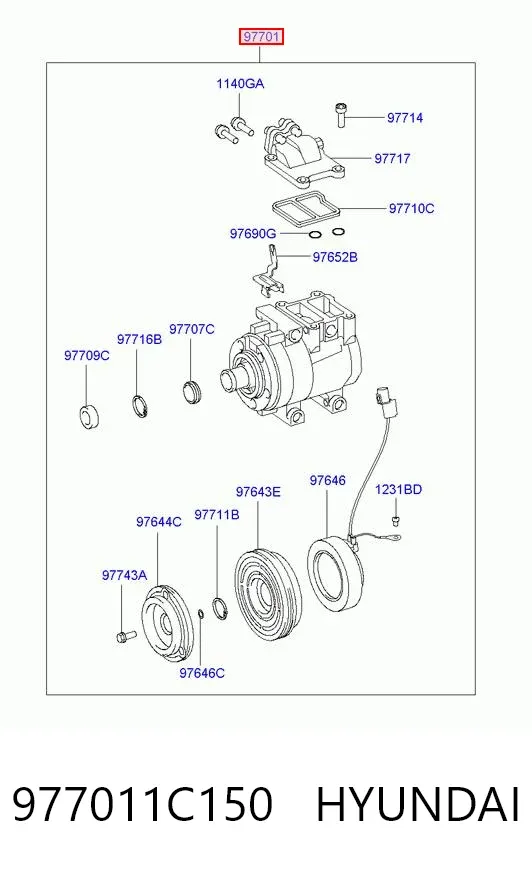 Compresor de aire acondicionado 977011C150 Hyundai/Kia