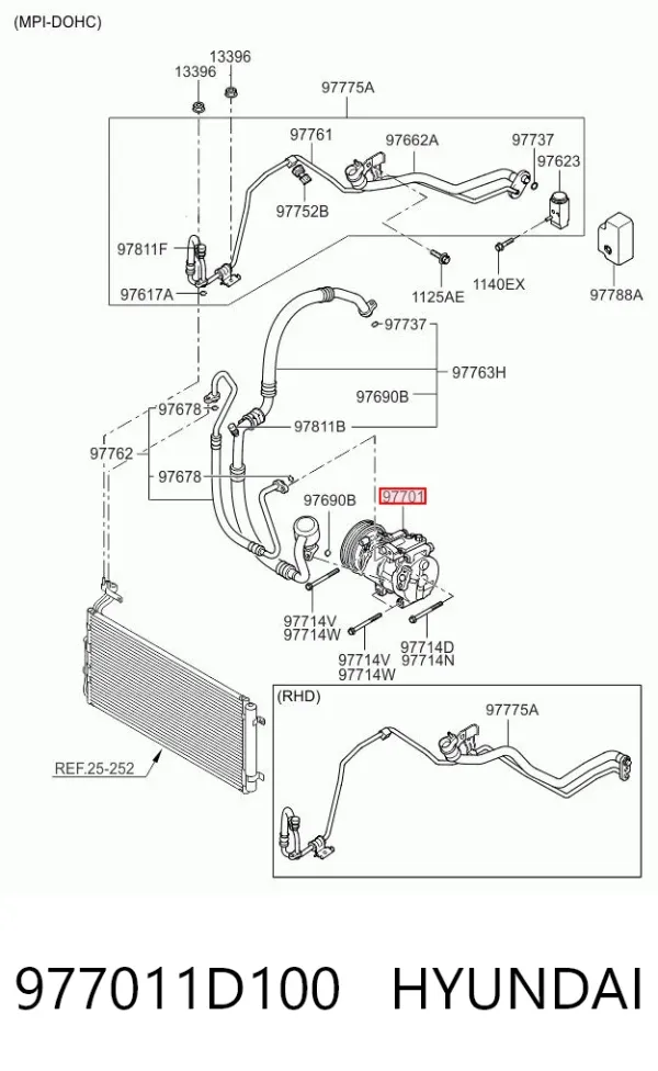 Compresor de aire acondicionado 977011D100 Hyundai/Kia
