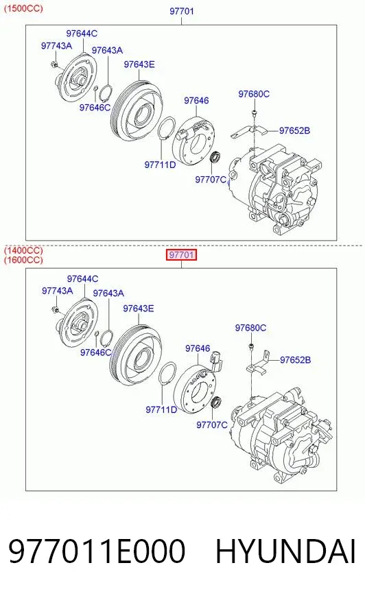 Compresor de aire acondicionado 977011E000 Hyundai/Kia