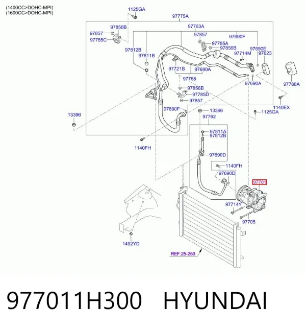 Compresor de aire acondicionado 977011H300 Hyundai/Kia