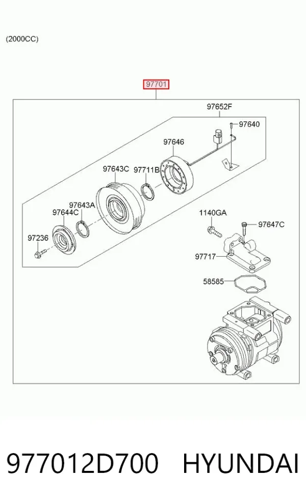 Compresor de aire acondicionado 977012D700 Hyundai/Kia
