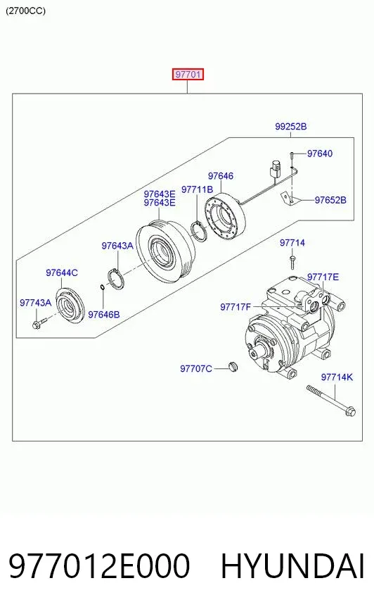 Compresor de aire acondicionado 977012E000 Hyundai/Kia