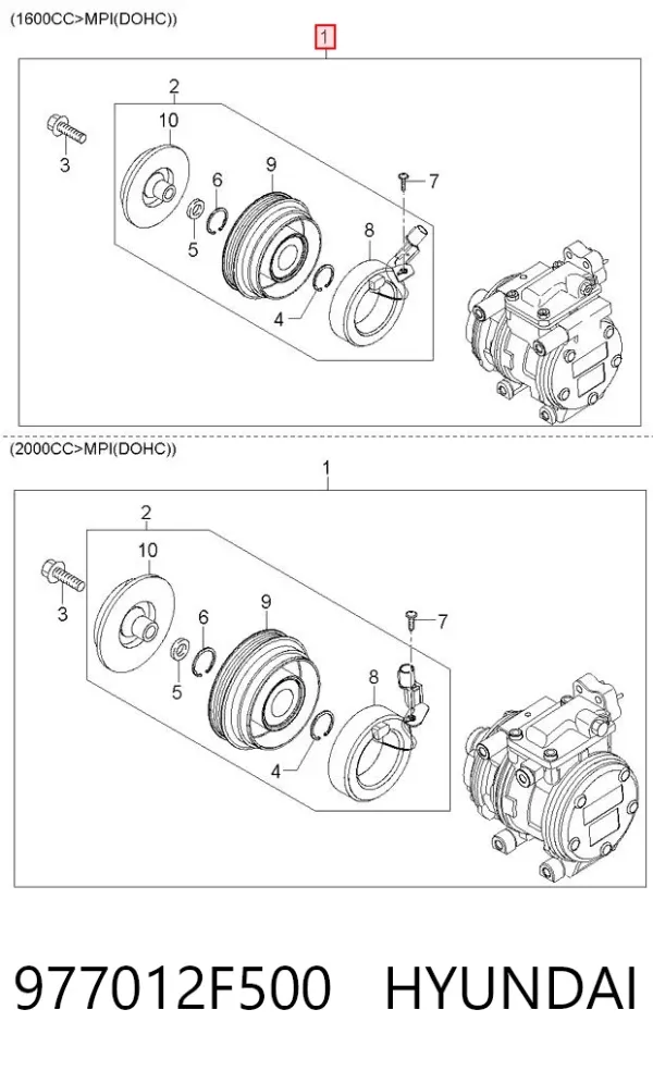 Compresor de aire acondicionado 977012F500 Hyundai/Kia