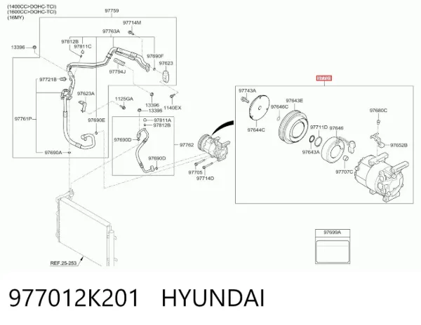 Compresor de aire acondicionado 977012K201 Hyundai/Kia