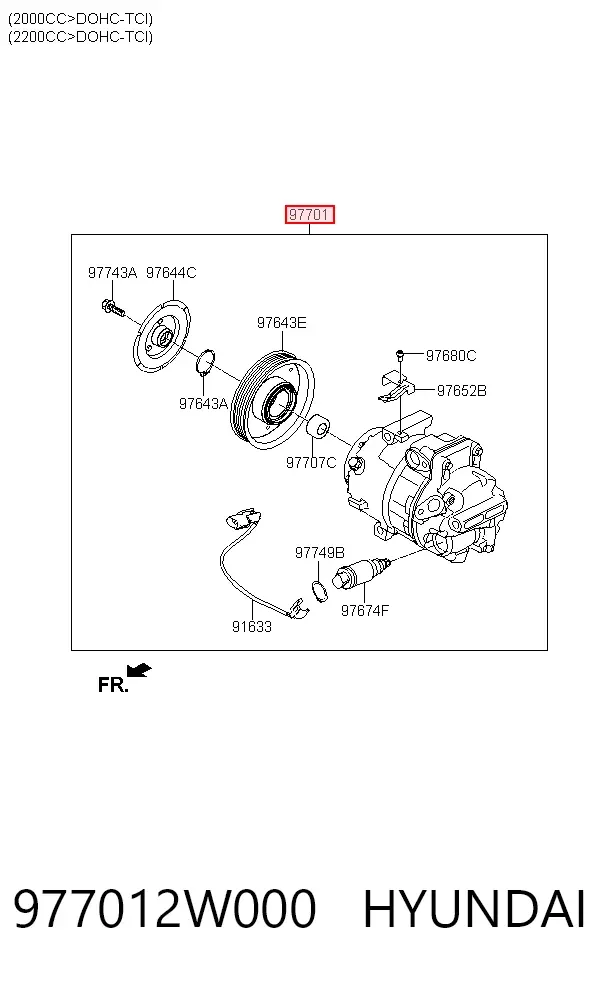 Compresor de aire acondicionado 977012W000 Hyundai/Kia