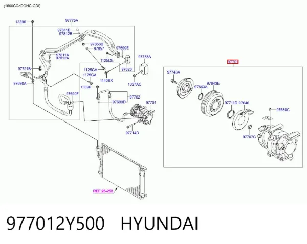 Compresor de aire acondicionado 977012Y500 Hyundai/Kia