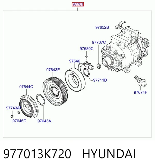 Compresor de aire acondicionado 977013K720 Hyundai/Kia