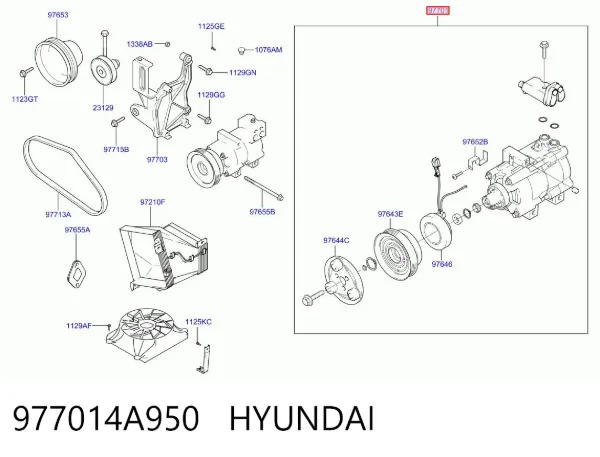 Compresor de aire acondicionado 977014A950 Hyundai/Kia