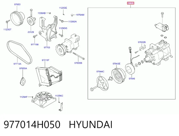 Compresor de aire acondicionado 977014H050 Hyundai/Kia