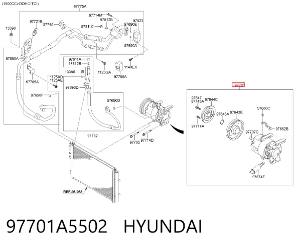Compresor de aire acondicionado 97701A5502 Hyundai/Kia