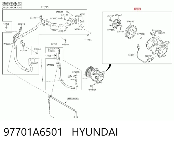 Compresor de aire acondicionado 97701A6501 Hyundai/Kia