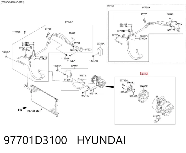 Compresor de aire acondicionado 97701D3100 Hyundai/Kia