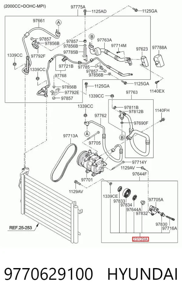Polea tensora correa poli V 9770629100 Hyundai/Kia