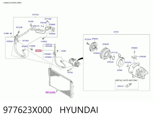 Manguera de aire acondicionado de compresor al condensador 977623X000 Hyundai/Kia