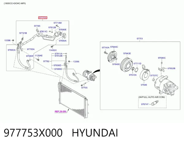 Manguera de aire acondicionado de compresor al condensador 977753X000 Hyundai/Kia