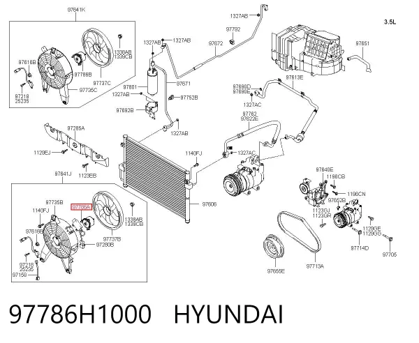 Ventilador para radiador de aire acondicionado 97786H1000 Hyundai/Kia