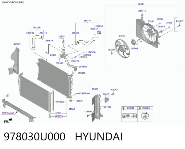 Válvula de drenaje del radiador de refrigeración 978030U000 Hyundai/Kia