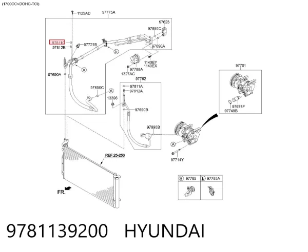 Junta de brida del sistema de refrigeración 9781139200 Hyundai/Kia