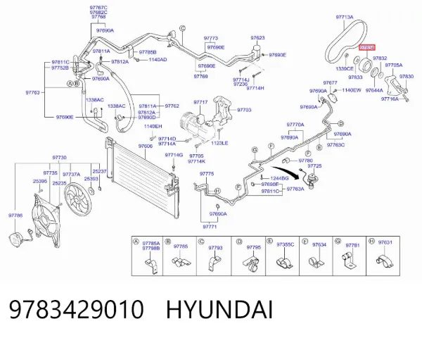 Polea tensora correa poli V 9783429010 Hyundai/Kia