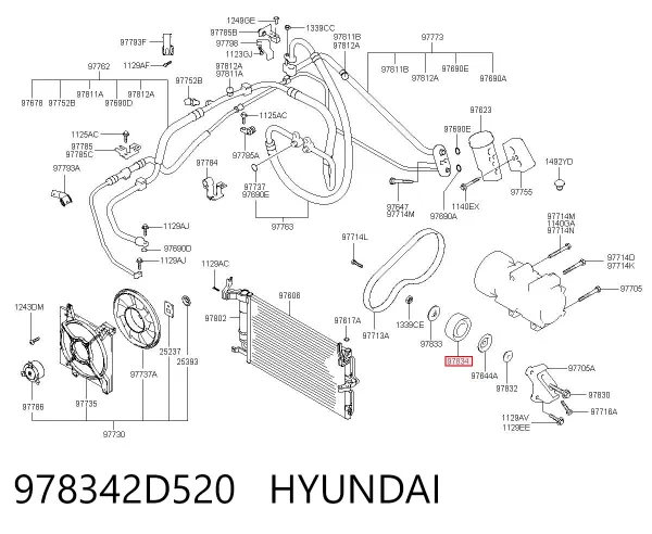 Polea tensora correa poli V 978342D520 Hyundai/Kia