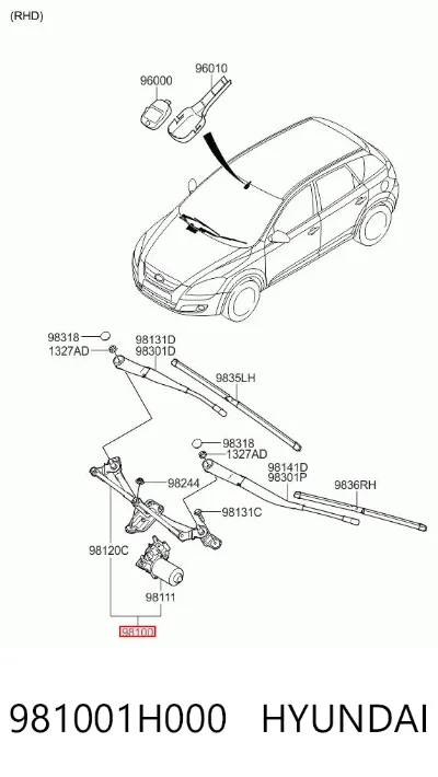 Trapezio del limpiaparabrisas HYUNDAI 981001H000