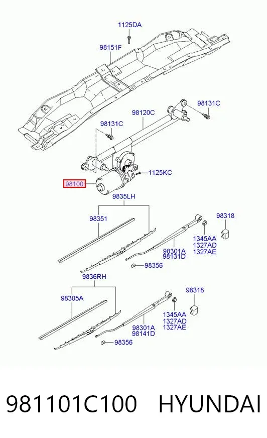 Motor limpiaparabrisas 981101C100 Hyundai/Kia