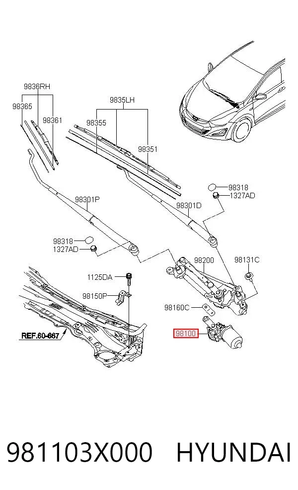 Motor limpiaparabrisas Hyundai Elantra V
