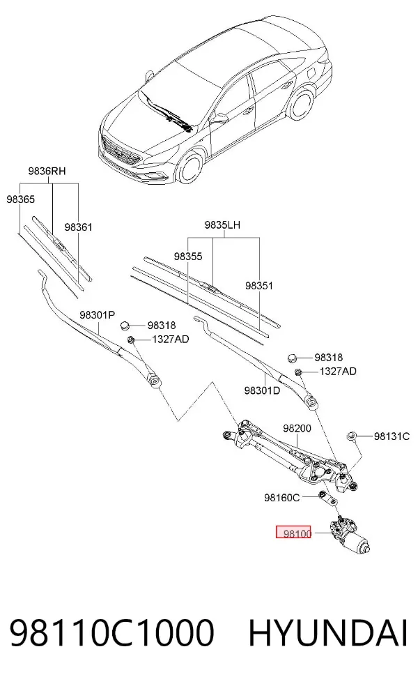 Motor limpiaparabrisas 98110C1000 Hyundai/Kia
