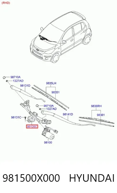 Trapezio del limpiaparabrisas HYUNDAI 981500X000