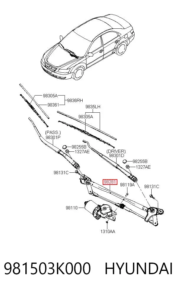 Varilla de limpiaparabrisas Hyundai Sonata V