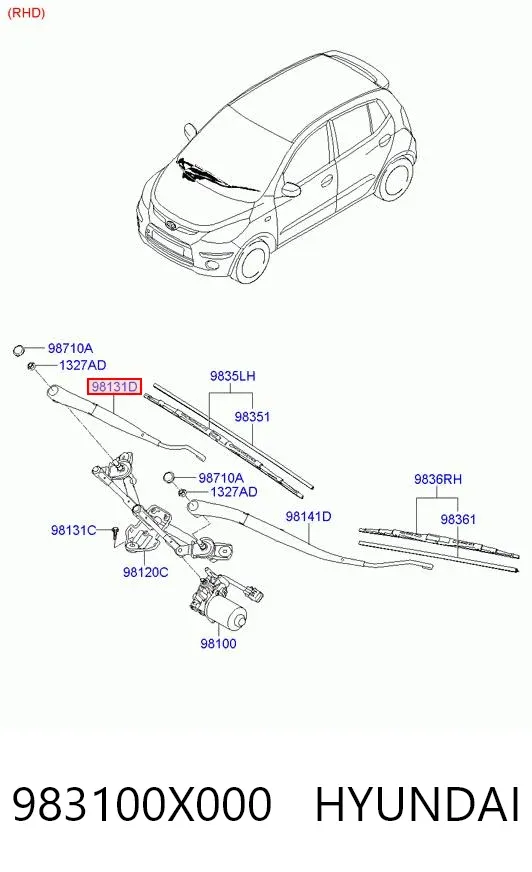 Brazo del limpiaparabrisas Hyundai I10 PA