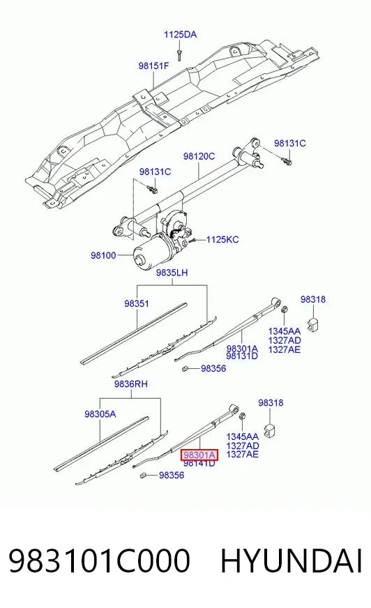 Brazo del limpiaparabrisas 983101C000 Hyundai/Kia