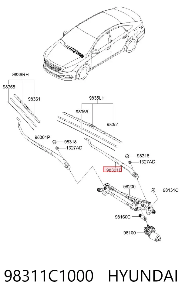 Brazo del limpiaparabrisas Hyundai Sonata VII
