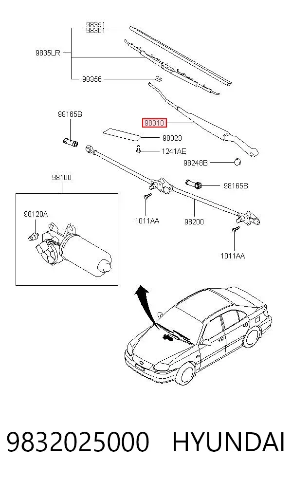 Brazo del limpiaparabrisas Hyundai Accent II