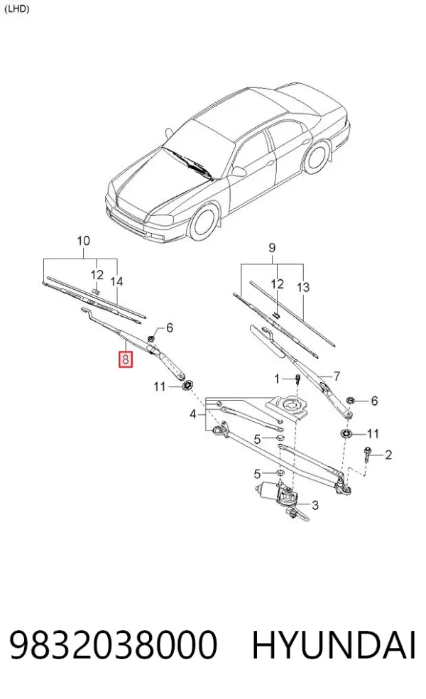 Brazo del limpiaparabrisas Hyundai Sonata IV